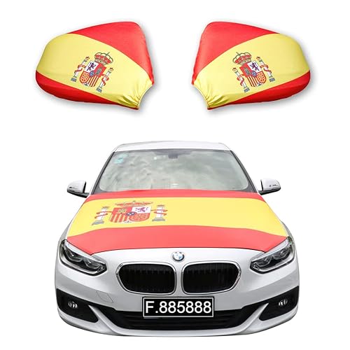 Sonia Originelli Fanset Fanartikel für das Auto Motorhaubenfahne Außenspiegelflaggen Fahne Flagge, Farbe: Spanien von Sonia Originelli