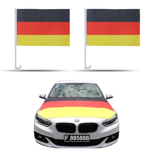 Sonia Originelli Fanset Fanartikel für das Auto Motorhaubenfahne Fensterfahnen Spiegelüberzieher Magentflaggen Farbe: Deutschland von Sonia Originelli