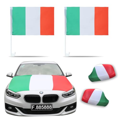 Sonia Originelli Fanset Fanartikel für das Auto Motorhaubenfahne Fensterfahnen Spiegelüberzieher Magentflaggen Farbe: Italien XL von Sonia Originelli