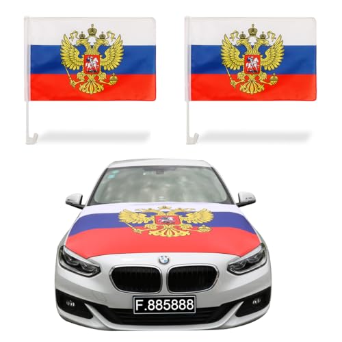 Sonia Originelli Fanset Fanartikel für das Auto Motorhaubenfahne Fensterfahnen Spiegelüberzieher Magentflaggen Farbe: Russland von Sonia Originelli
