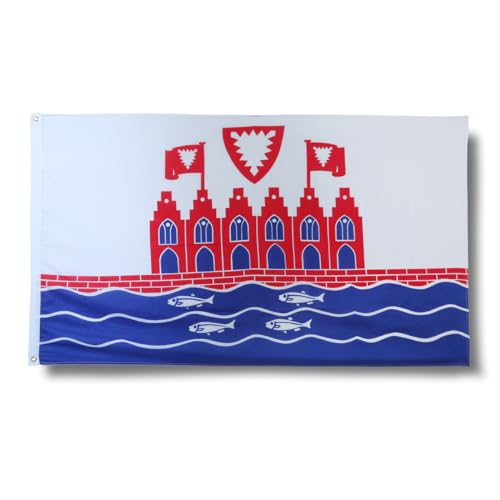 Sonia Originelli premium Fahne für jede Gelegenheit - hissfertig & wetterfest -Größe: ca. 90 x 150 cm, Farbe: Heiligenhafen von Sonia Originelli