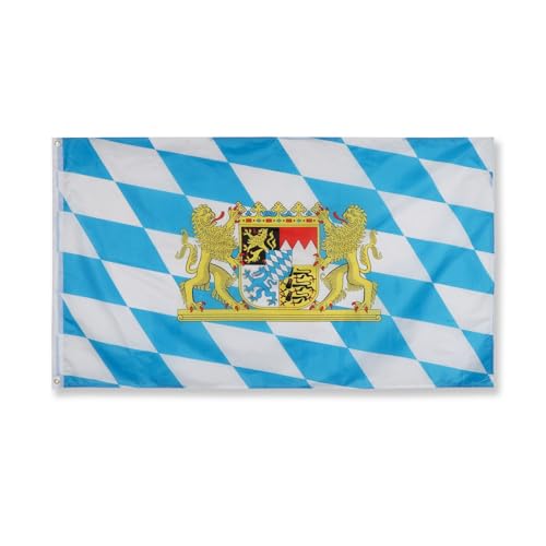 Sonia Originelli premium Fahne für jede Gelegenheit - hissfertig & wetterfest -Oktoberfest- Größe: ca. 90 x 150 cm, Farbe: Bayern Karo mit Wappen, Bavaria von Sonia Originelli