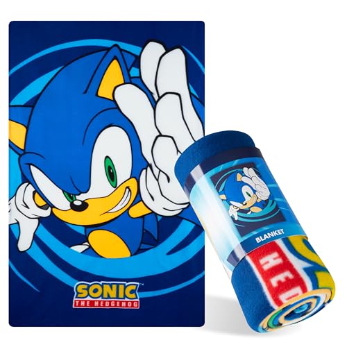 Sonic Decke Kinder 100x150 cm - Kuschelige Wintererdecke Flauschig - Kinderdecke für Jungen und Mädchen von Sonic The Hedgehog