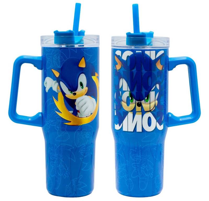 Sonic The Hedgehog Coffee-to-go-Becher Sonic the Hedgehog Edelstahl XL Iso Kaffeebecher Thermobecher To-Go, Edelstahl, 940 ml von Sonic The Hedgehog