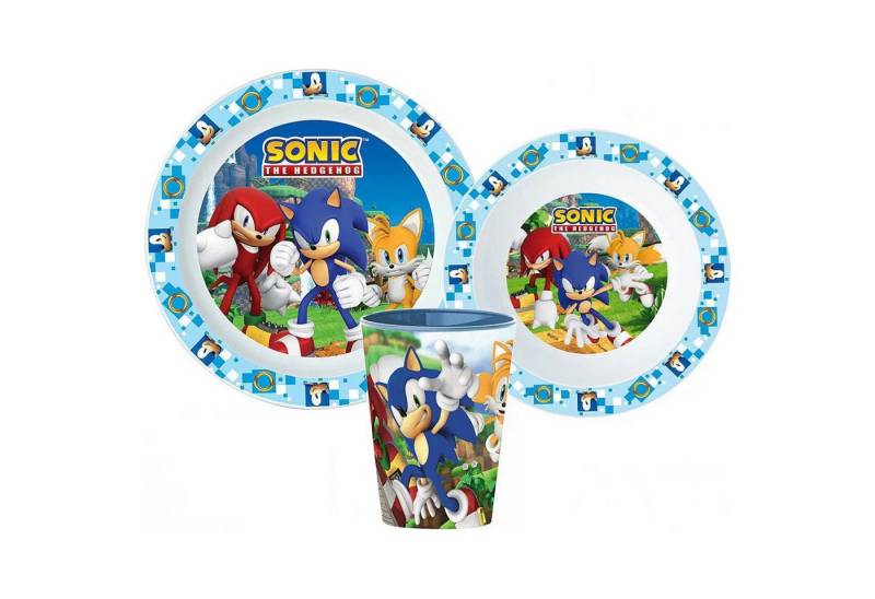 Sonic The Hedgehog Kindergeschirr-Set Sonic the Hedgehog Kinder Geschirr-Set 3 teilig Becher Teller Schüssel (3-tlg), 1 Personen von Sonic The Hedgehog