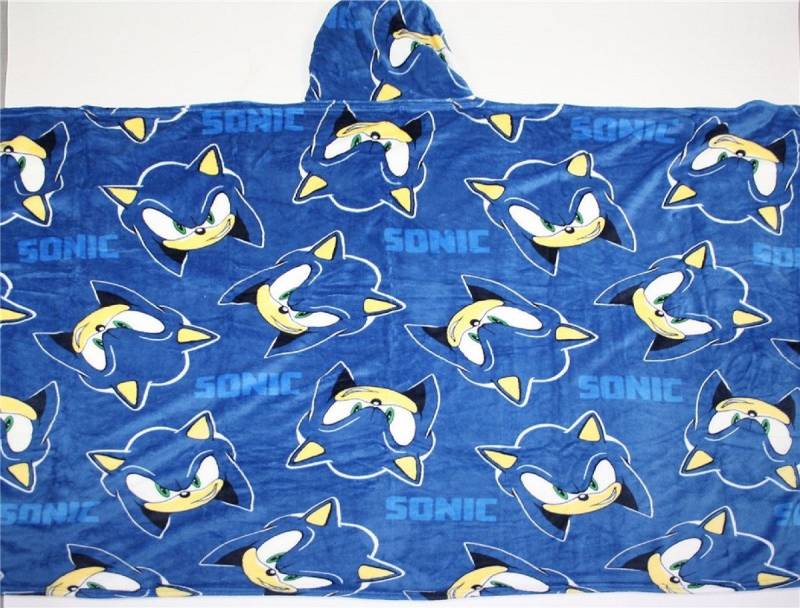 Wohndecke - Kuscheldecke mit Kapuze für Kinder – weich & wärmend – 120x150 cm, Sonic The Hedgehog, integrierte Kapuze, maximalen Tragekomfort von Sonic The Hedgehog