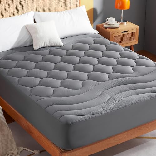 Sonive Matratzenschoner 140x200cm, Knitterfreie Matratzenschutzbezüge Grau für Matratzen bis 38cm, Maschinenwaschbarer Matratzentopper Bei 45°C, Grau von Sonive
