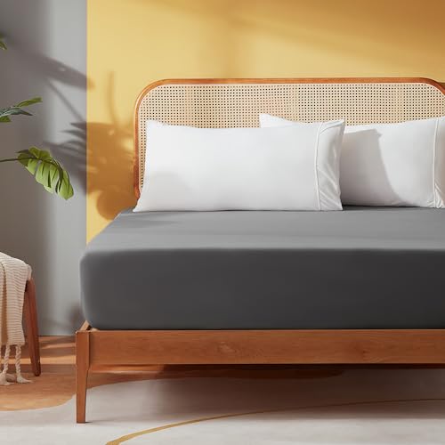 SONIVE Spannbettlaken 90x200cm, Atmungsaktives Bettlaken Gebürstete Jersey Polyester, 30 cm Tiefe Tasche, Hellgrau von Sonive
