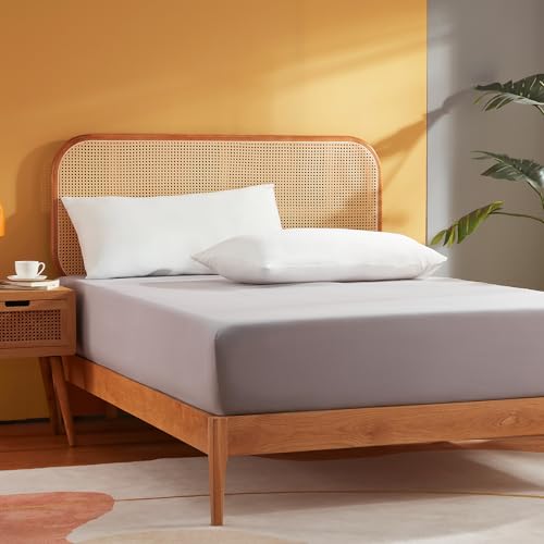 Sonive spannbettlaken 160x200cm, Polyester Bettlaken 30cm Extra Tiefe Taschenlaken Spannbetttuch Weiches Betttuch, Oeko-TEX Standard 100, Hellgrau von Sonive