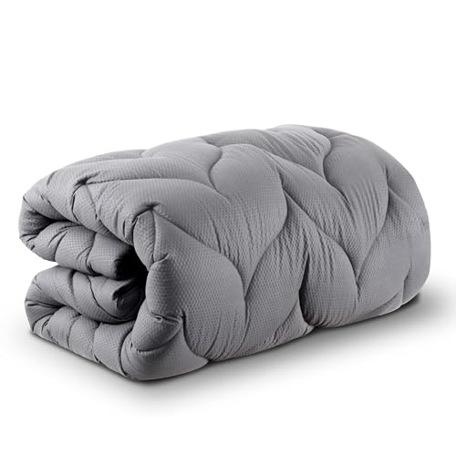 Sonive Matratzenschutzbezüge Grau, weicher Topper 160x200cm, mit NANOtex-Hilfsstoffe,Matratzenauflage mit 30cm tiefen Taschen,Dick,Atmungsaktive,für Studenten von Sonive