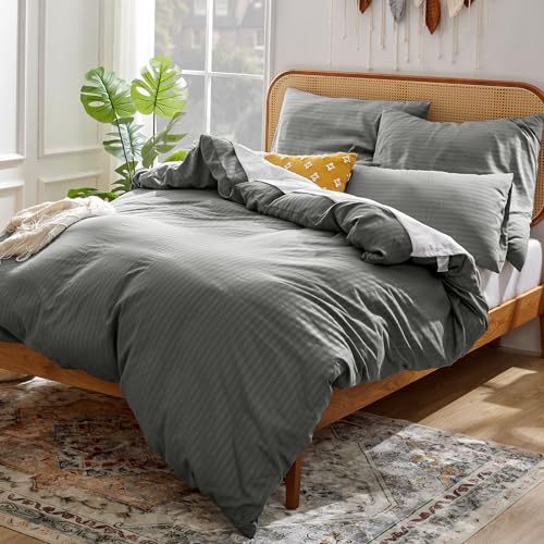 Sonive Deluxe Mikrofaser Bettbezug-Set mit Kissenbezug – Bettwäsche 135x200cm/Pillowcase 50x80cm, Dunkelgrau von Sonive