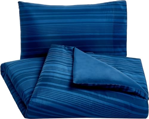 Sonive Mikrofaser Bettbezug-Set – 135x200cm/80x80cmx1, Königsblauer Calvin Streifen von Sonive