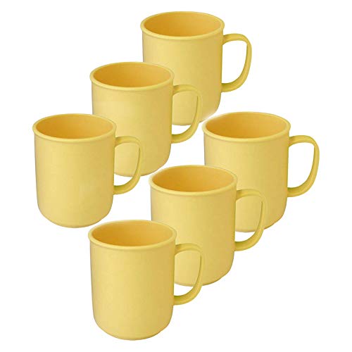 6 Tassen mit Henkel à 300 ml Gelb wiederverwendbar aus Kunststoff in verschiedenen Farben Kaffeetasse Teetasse Becher Henkelbecher Henkeltasse von Sonja-Plastic