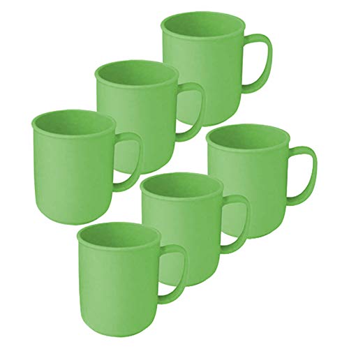 6 Tassen mit Henkel à 300 ml Grün, wiederverwendbar, aus Kunststoff, Kaffeetasse Teetasse Becher Henkelbecher Henkeltasse von Sonja-Plastic