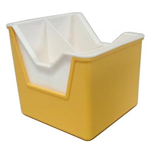 Bestecktrockner 2-teilig pastell-gelb Maße ca. 12 x 12 x 13 cm Besteckkorb mit herausnehmbarem Einsatz Besteckkörbchen zum Trocknen von Besteck von Sonja-Plastic