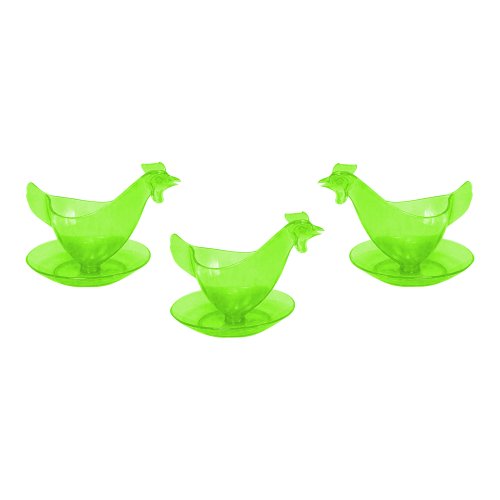 Eierbecher Huhn in 3er Set leuchtgrün, Hühnereierbecher von Sonja-Plastic