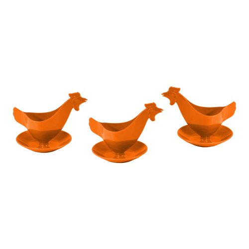Eierbecher Huhn in hellen Farben 3er Set orange, Hühnereierbecher von Sonja-Plastic