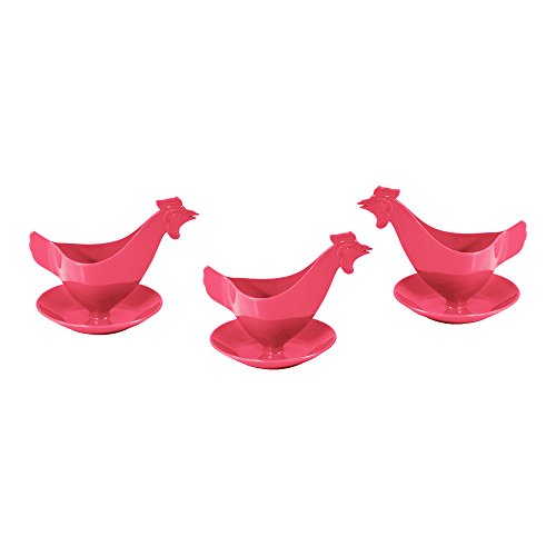 Eierbecher Huhn in kräftigen Farben 3er Set pink, Hühnereierbecher von Sonja-Plastic