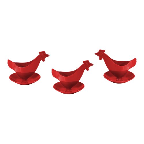 Eierbecher Huhn in kräftigen Farben 3er Set rot, Hühnereierbecher von Sonja-Plastic
