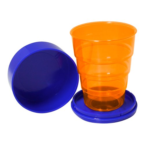 Klappbecher 200 ml leuchtorange aus Kunststoff DDR-Plastebecher Trinkbecher zusammenklappbar für unterwegs von Sonja-Plastic