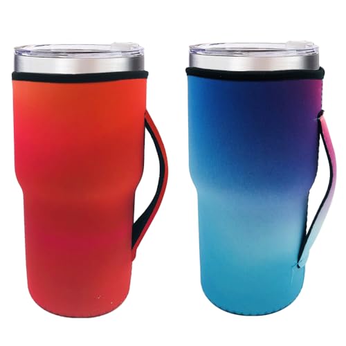 Sonku 4 Stück Becherhalter für alle 850 ml Edelstahl-Reise-Kaffeetassen, Neopren-Hülle mit Griff, schweißfrei, tragbar, schützend, waschbar, 4 Farben von Sonku