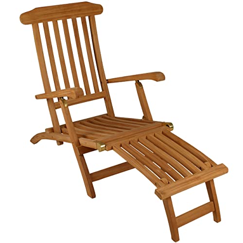 Liegestuhl Deckchair Steamer Chair Teak-Holz behandelt Sonnenliege Gartenliege Balkonliege Terrassen-Liege Klapp-Stuhl eleganter von Sonlex