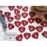 24 Adventskalenderzahlen Rote Herzen, Kunstleder Gestickt, Adventskalender Zahlen, Deko Weihnachten 24 Adventskalenderzahlen Rote Herzen, Kunstleder Gestickt, Adventskalender Zahlen, Deko Weihnachten von SonnenGlueck