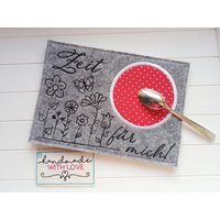 Mugrug Filz Untersetzer Zeit Für Mich Tassenteppich, Bestickt, Geschenk Entspannung Teetrinker Und Kaffeetrinker von SonnenGlueck