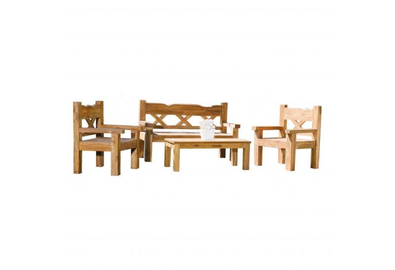 SonnenPartner Gartenlounge-Set Sonnenpartner 4-teilige Lounge-Sitzgruppe Jumbo Charleston Old Teak von SonnenPartner