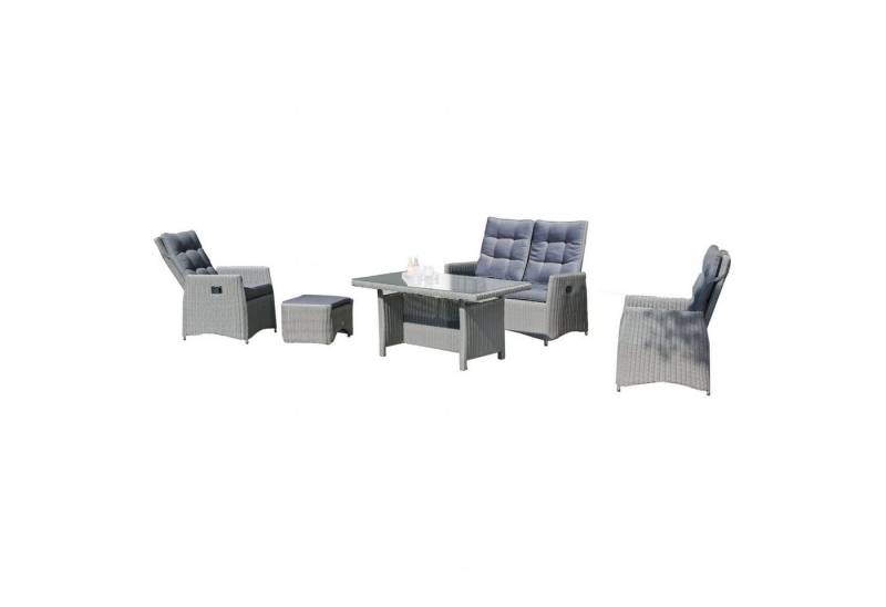 SonnenPartner Gartenlounge-Set SunnySmart 5-teilige Loungegruppe Roseville Aluminium mit von SonnenPartner