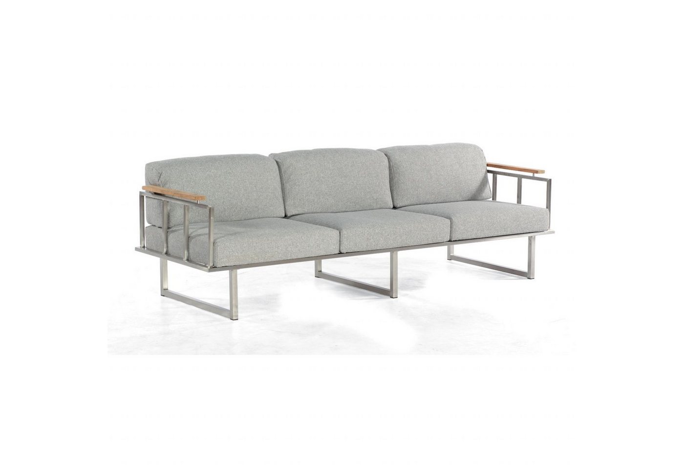 SonnenPartner Loungesofa Sonnenpartner 3-Sitzer Lounge-Sofa Lotus Edelstahl mit Teakholz von SonnenPartner