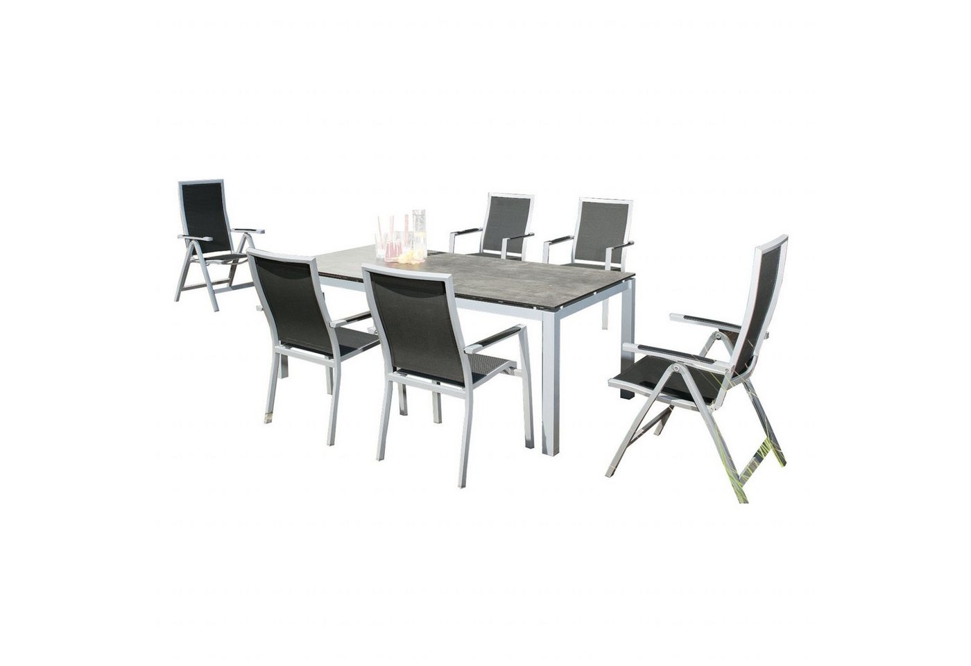 SonnenPartner Sitzgruppe Sonnenpartner 7-teilige Sitzgruppe Star & Base 160x90 cm Aluminium von SonnenPartner