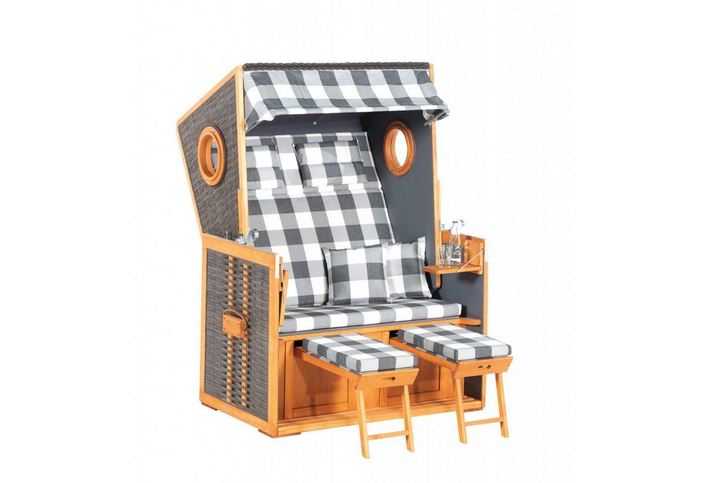 SonnenPartner Strandkorb Sonnenpartner Rustikal 110 Z Bullauge 2-Sitzer Strandkorb von SonnenPartner