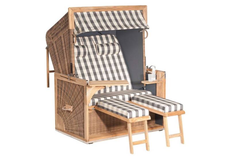 SonnenPartner Strandkorb Sonnenpartner Strandkorb Admiral Teak 2-Sitzer XL 3/4-Liegemodell von SonnenPartner