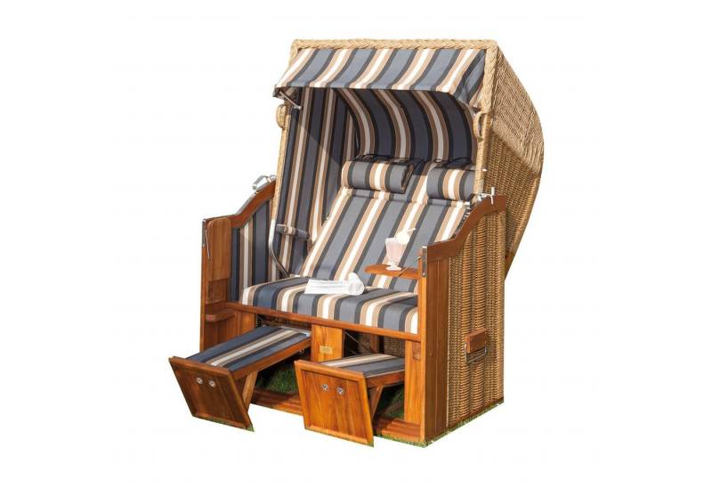 SonnenPartner Strandkorb Sonnenpartner Strandkorb Classic Teak 2-Sitzer Halbliegemodell von SonnenPartner