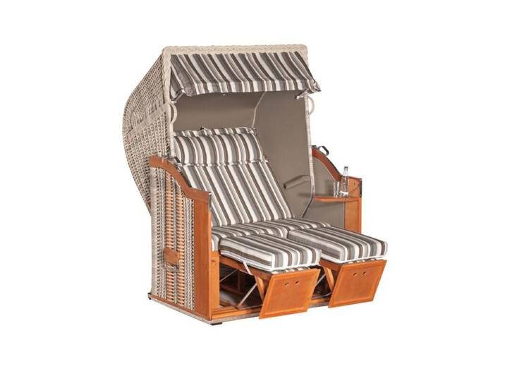 Sonnenpartner Classic 2-Sitzer Strandkorb, Geflecht antik-weiß, Dessin Vito von SonnenPartner