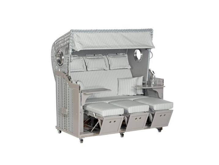 Sonnenpartner Classic-Bullauge 3-Sitzer Strandkorb, Geflecht silber, Dessin Venezia von SonnenPartner