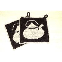 Topflappen Teekessel Wasserkessel Gehäkelte Untersetzer Topflappenpaar Küchendekoration Geschenk Handgefertigt Nr6246 von Sonnenblume1547