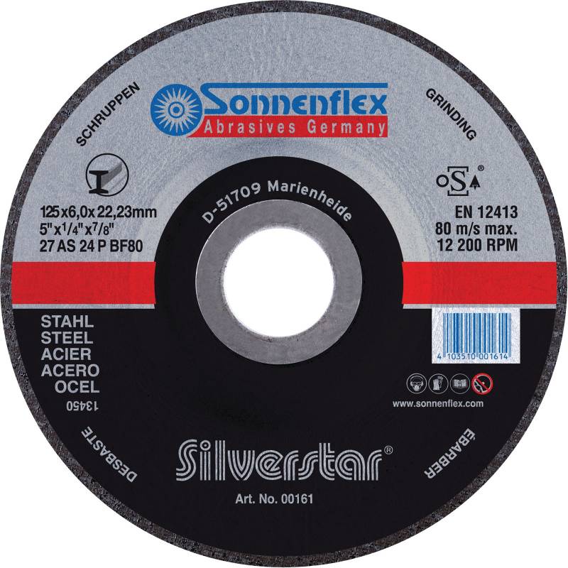 SONNENFLEX Silverstar Stahl Schruppscheibe Schleifscheibe VPE 10 Stück Größe:Ø 230 x 6.0 x 22.23 mm von Sonnenflex