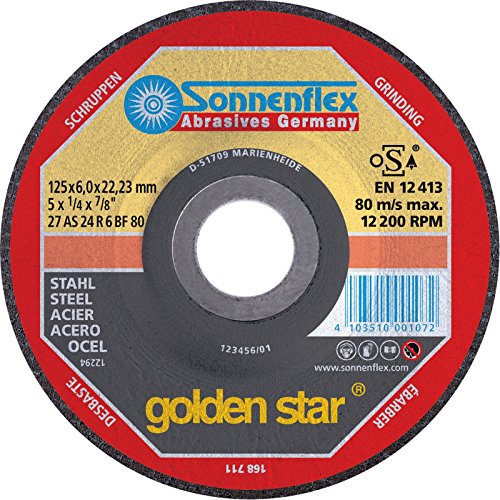 SONNENFLEX golden star Stahl Schruppscheibe Schleifscheibe VPE 10 Stück, Größen:Ø 180 x 6.0 x 22.23 mm von Sonnenflex