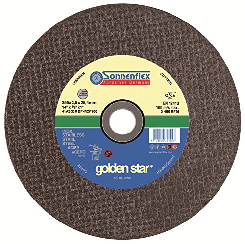 Sonnenflex Golden Star Trennschleifscheiben für Edelstahl, 115 x 1,6 x 22,23 mm, AS 46 Q BF-ROF von Sonnenflex