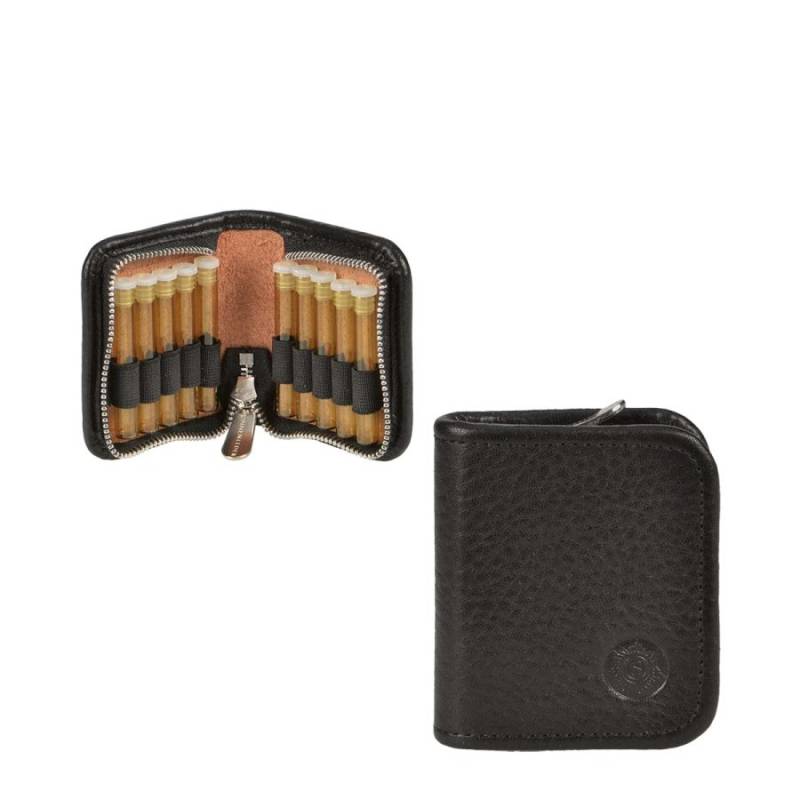 Sonnenleder Etui Leder Reiseapotheke mit 10 Globuli Röhrchen und Reißverschluss MENDEL, schwarz von Sonnenleder