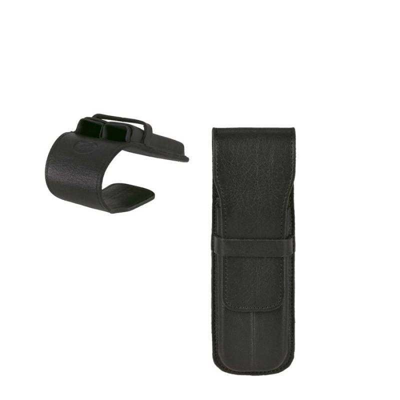 Schreibgeräteetui Leder 15x5cm "Karasek" für 2 Stifte schwarz Sonnenleder von Sonnenleder