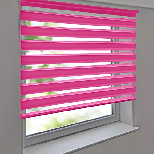 Doppelrollo Premium 120 x 170 cm rosa/pink - Duorollo Vario Seitenzug zum Anschrauben freihängend für Wandmontage und Deckenmontage - inkl. Metallträger von Sonnenschutz-HH