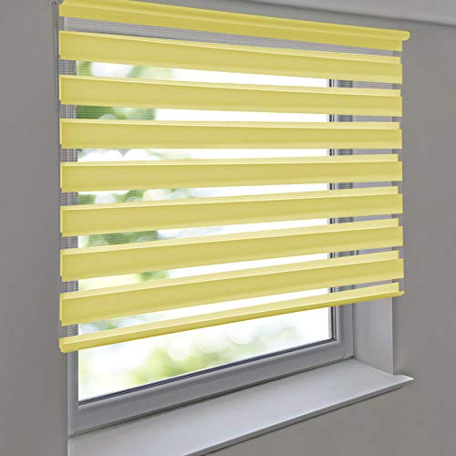 Doppelrollo Premium 145 x 100 cm hellgelb - Duorollo Vario Seitenzug zum Anschrauben freihängend für Wandmontage und Deckenmontage - inkl. Metallträger Doppelrollo Premium 145 x 100 cm hellgelb - Duorollo Vario Seitenzug zum Anschrauben freihängend für Wandmontage und Deckenmontage - inkl. Metallträger von Sonnenschutz-HH