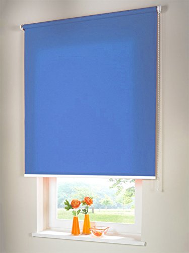 Hochwertiges Sichtschutzrollo Seitenzugrollo Kettenzugrollo Rollo Sichtschutz 55 x 260 cm / 55x260 cm mittelblau - Bedienseite rechts // Sichtschutzrollo/Sichtschutz-Rollo/Fensterrollo von Sonnenschutz-HH