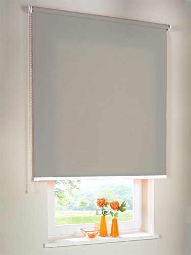 Hochwertiges Sichtschutzrollo Seitenzugrollo Kettenzugrollo Rollo Sichtschutz 82 x 120 cm / 82x120 cm grau - Bedienseite links // Sichtschutzrollo/Sichtschutz-Rollo/Fensterrollo von Sonnenschutz-HH