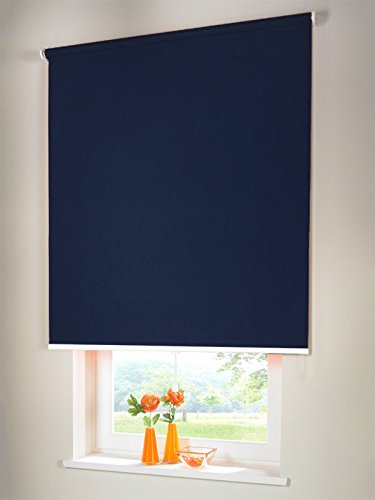 Hochwertiges Verdunkelungsrollo Mittelzugrollo Springrollo Rollo Verdunkelung 60 x 240 cm / 60x240 cm dunkelblau // Verdunkelungsrollo/Verdunkelungs-Rollo/Fensterrollo von Sonnenschutz-HH