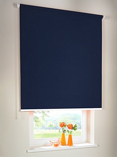 Hochwertiges Verdunkelungsrollo Seitenzugrollo Kettenzugrollo Rollo Verdunkelung 105 x 260 cm / 105x260 cm dunkelblau - Bedienseite links // Verdunkelungsrollo/Verdunkelungs-Rollo/Fensterrollo von Sonnenschutz-HH
