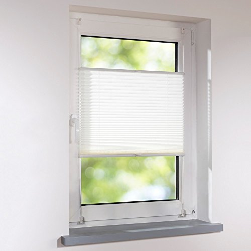 Plissee Faltstore verspannt - Klemmfix UNIVERSAL Faltrollo auf Maß ohne Bohren - 67 x 210 cm - weiß von Sonnenschutz-HH